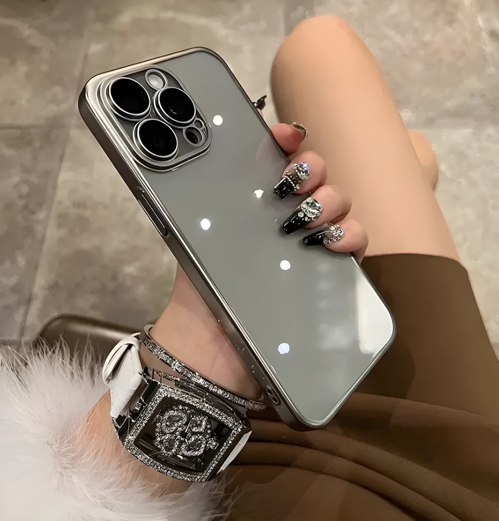 PC electroplated frosted edge phone case for iPhone in original machine grey with all-inclusive protection