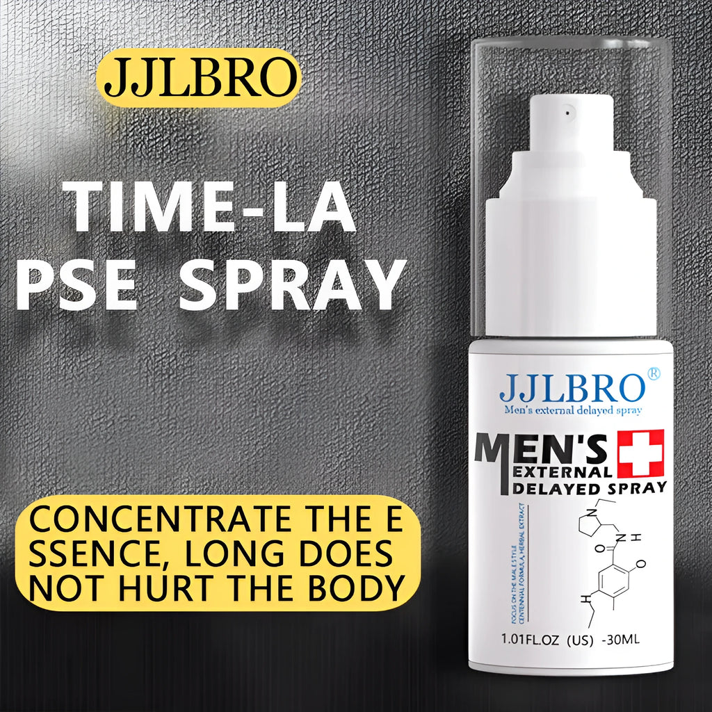White bottle of JJLBRO 30ml plant extraction delay spray for couple intimacy