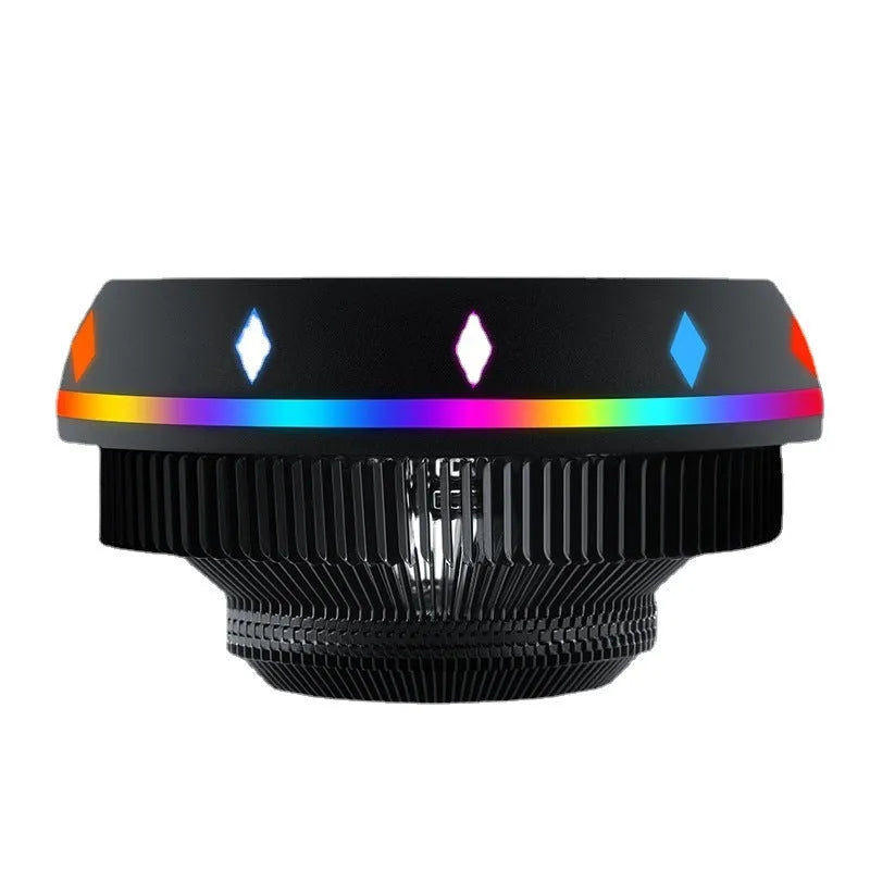 RGB LED air CPU cooler with aluminium heatsink, two heat pipes, and 10cm oil bearing fan for 115X AMD