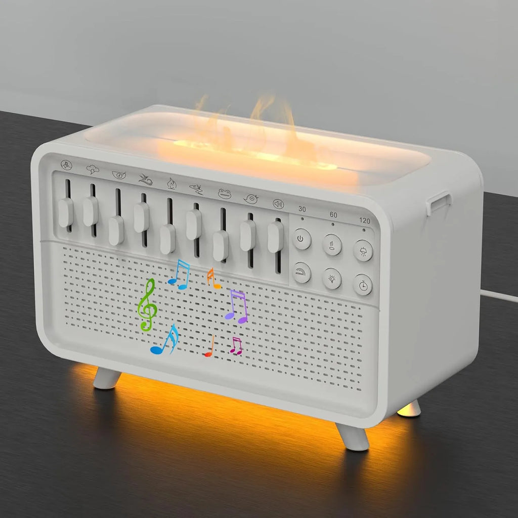 White European geometric stereo 3-in-1 Bluetooth speaker white noise machine humidifier with USB night light