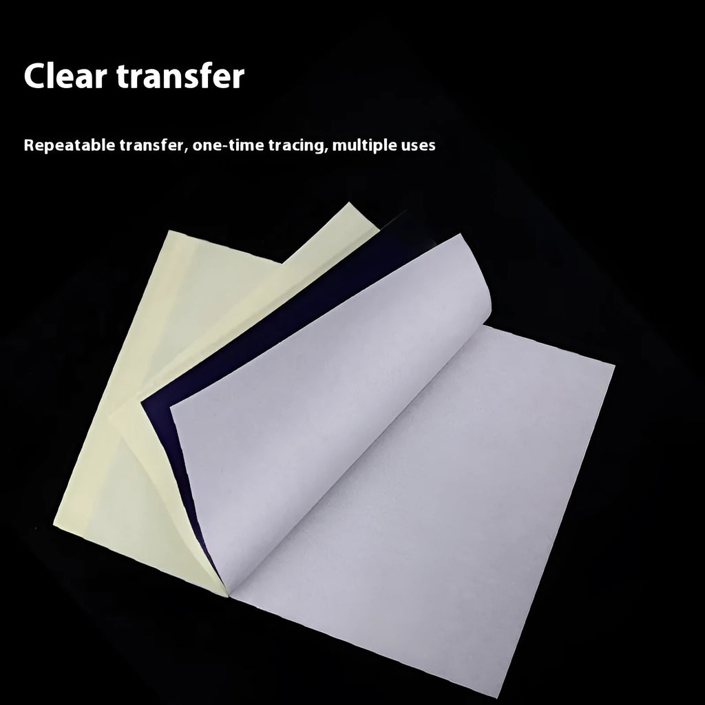 Pack of A4 quadruple copy tattoo transfer paper with transfer paste gel for stencil creation.