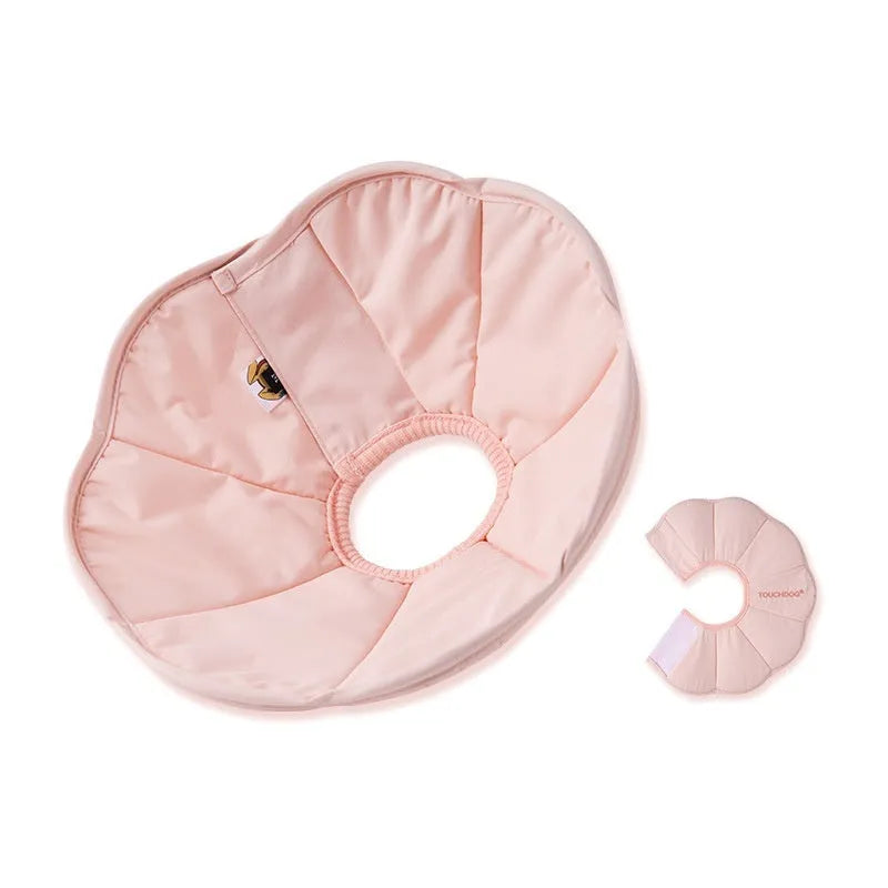 Waterproof polyester cat anti-licking recovery collar in Light Strawberry colour on a white background showing soft material