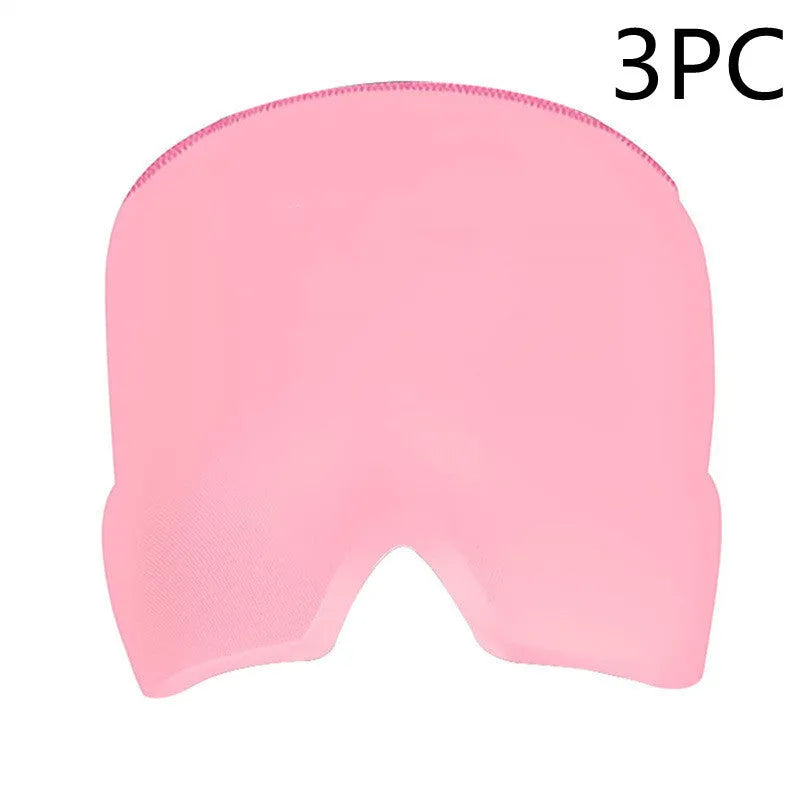 Black cooling gel eye mask for headache relief on a white background.