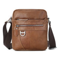 Black genuine leather crossbody messenger bag for boys with sewing line detail showing 8 inch size