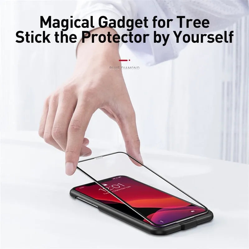 0.23mm curved tempered film for iPhone X XS 11 Pro 5.8in, black glass PET screen protector with applicator