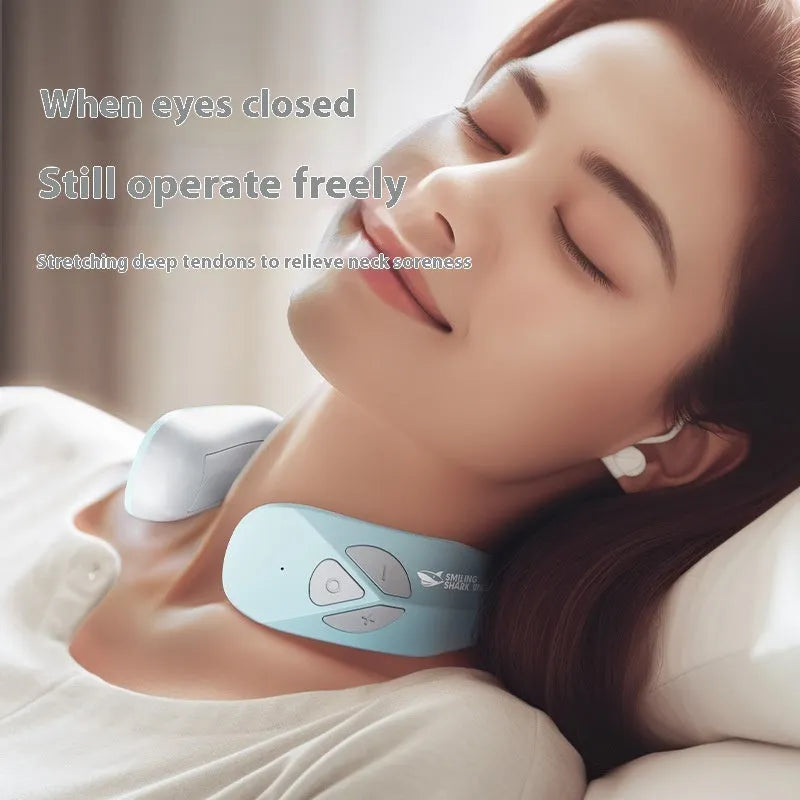 Electric neck massager EMS pulse rechargeable with heating function in Lake Blue B colour