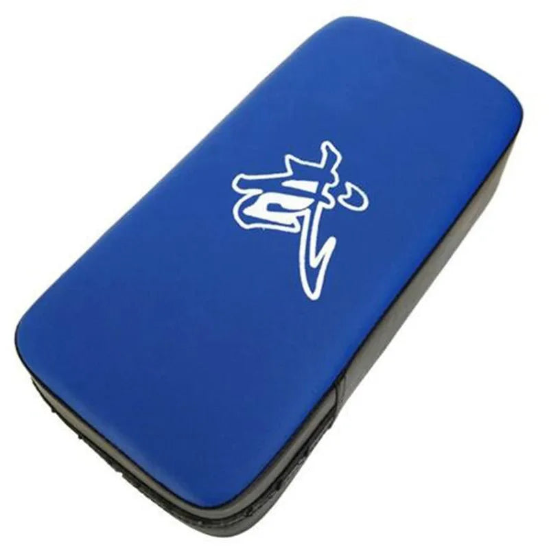Square foot target pad boxing training prop in blue vertical orientation
