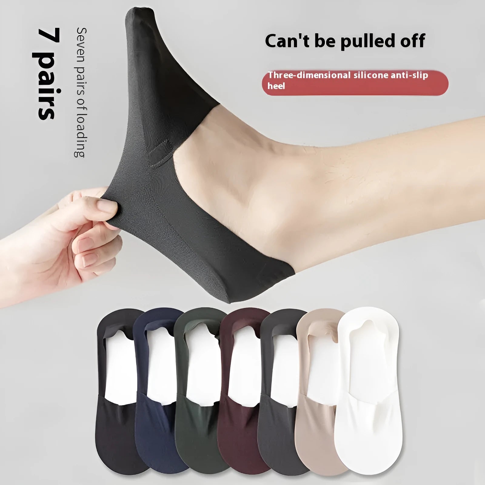 Men's low cut invisible seamless socks in pure cotton ice silk fabric with non-slip bottom
