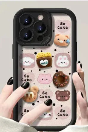 Autumn winter plush doll phone case for Apple iPhone with creative square animal design in white