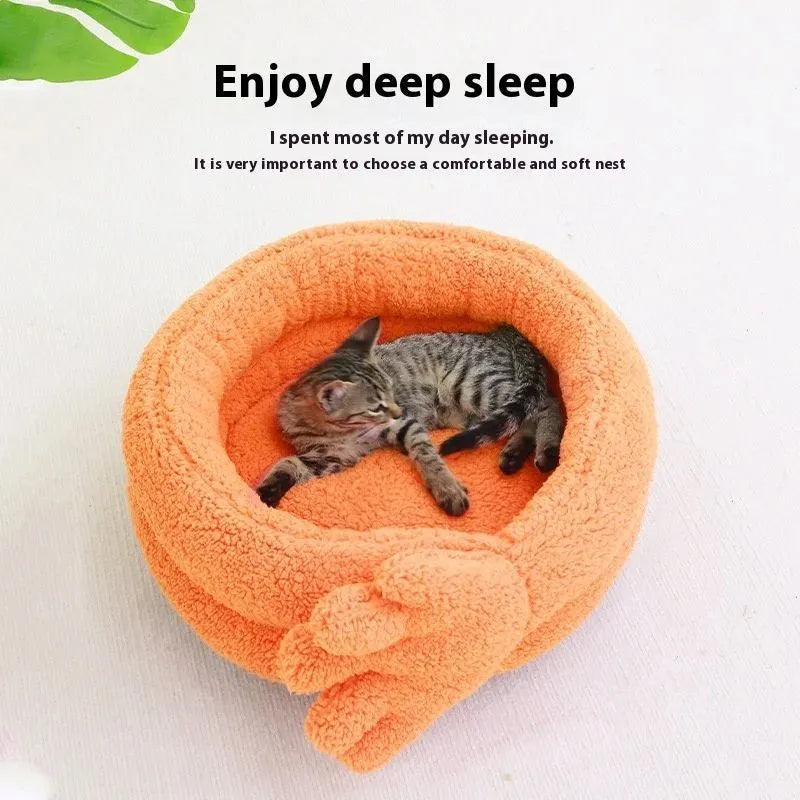 Yellow pet kennel plush mattress measuring 48x20cm for cat and dog autumn winter sleeping