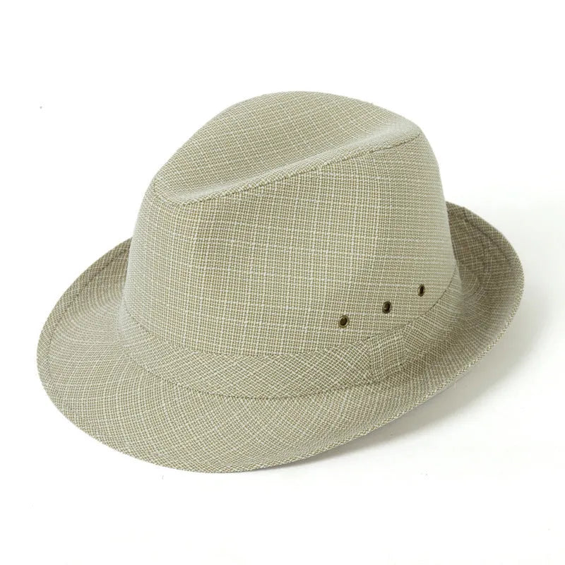 Classic brown fedora hat with pinched crown and 6cm brim, shown on a wooden table.