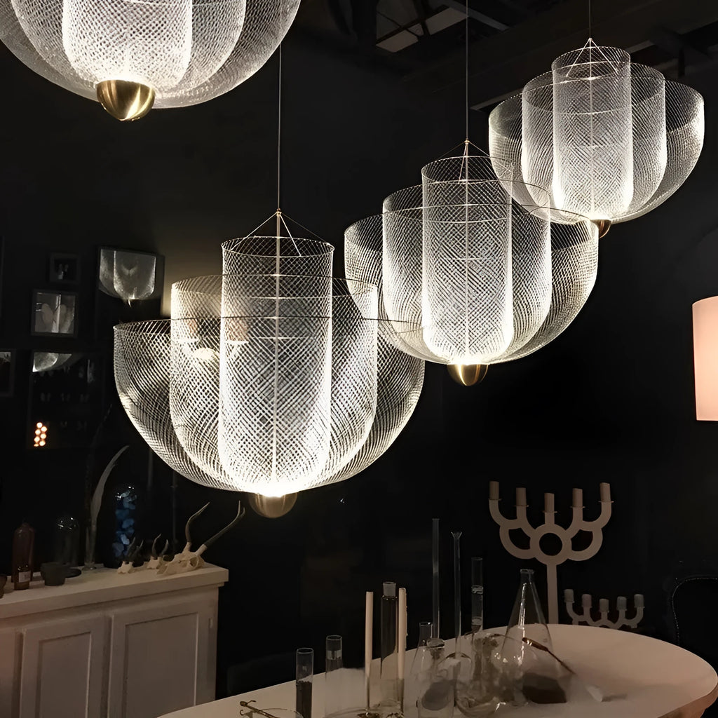 Nordic iron mesh personality shape chandelier ceiling light with 450mm diameter in gold or silver finish