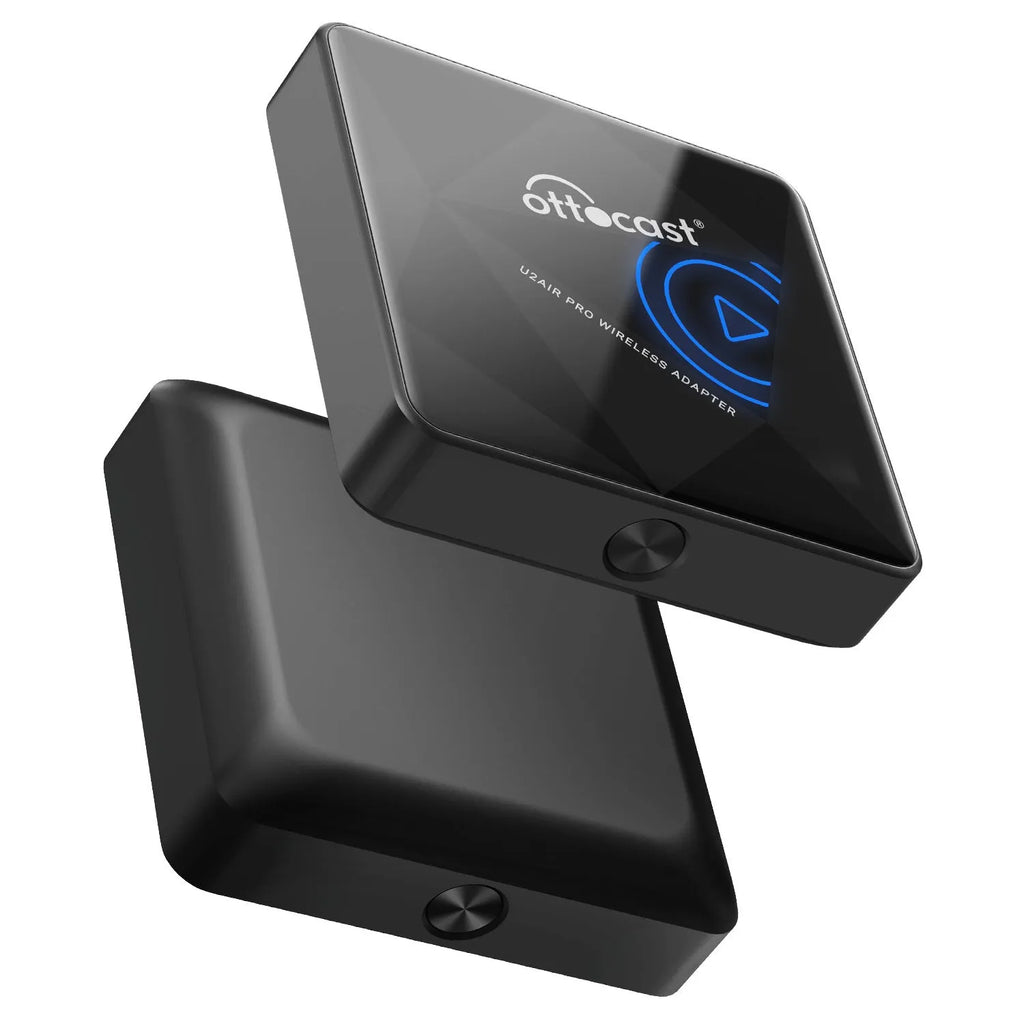 Black Wireless Car Bluetooth AIBOX with Type-C interface measuring 59x59x150mm