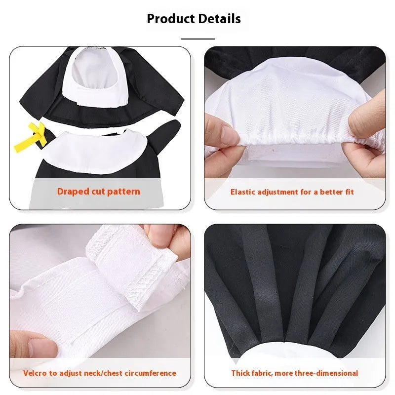 Black polyester nun costume for pets on dog or cat for Halloween dressing