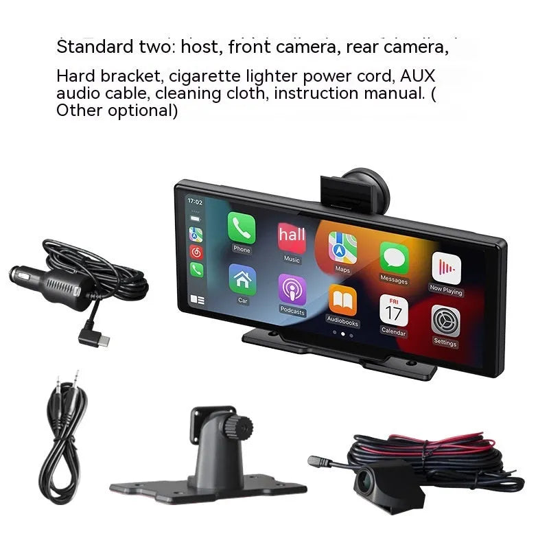 10.26-inch wireless CarPlay multimedia recorder with capacitive touch screen in black colour