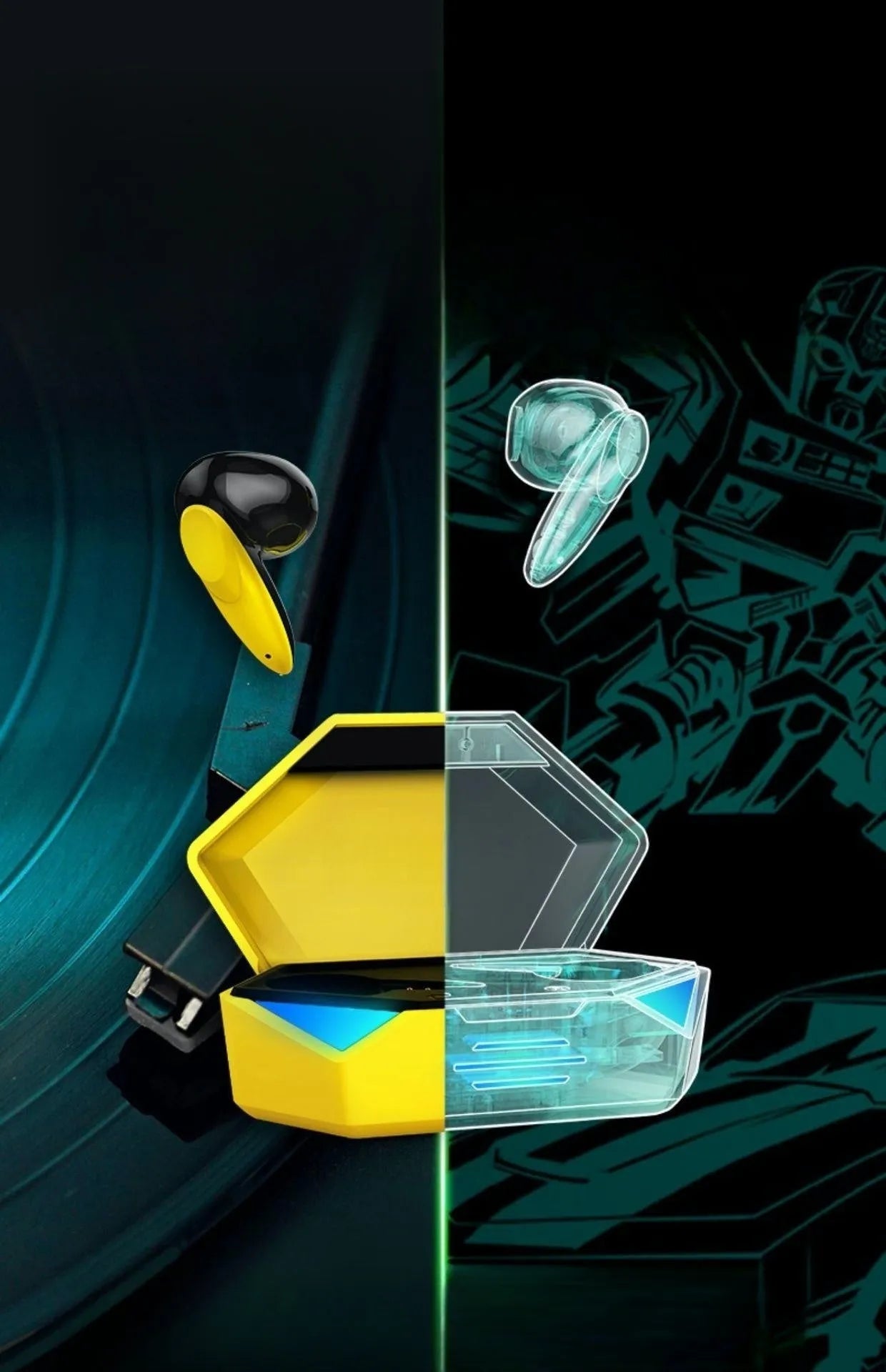 G20 Bluetooth sports gaming headset in black, white or yellow colours with earplug design and charging case