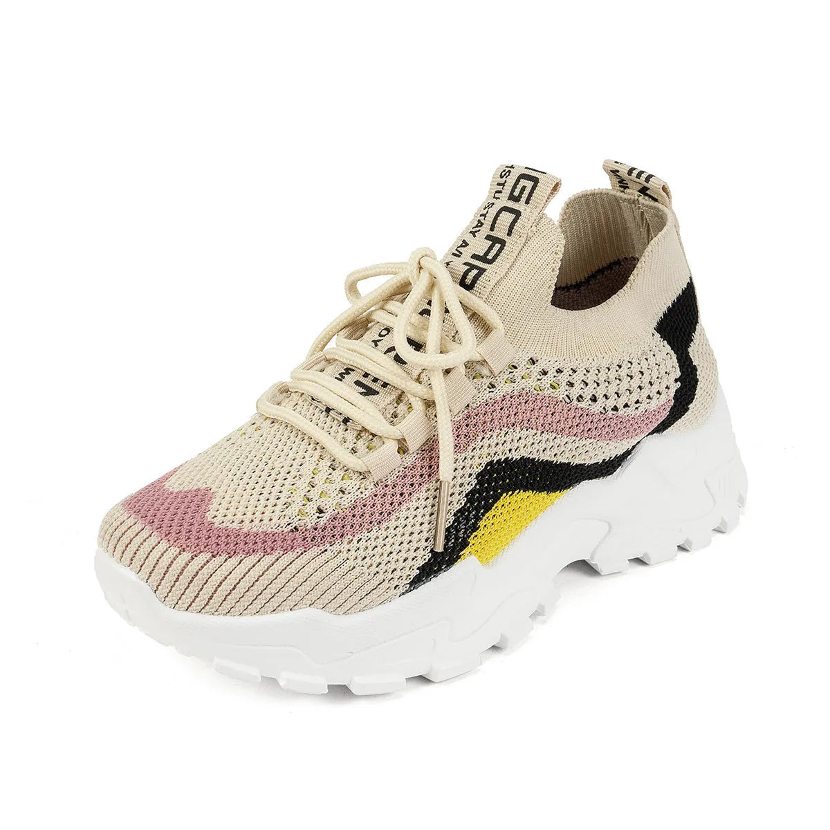 Women's casual sports shoes in mesh with lace-up front, shown in multiple colour options.