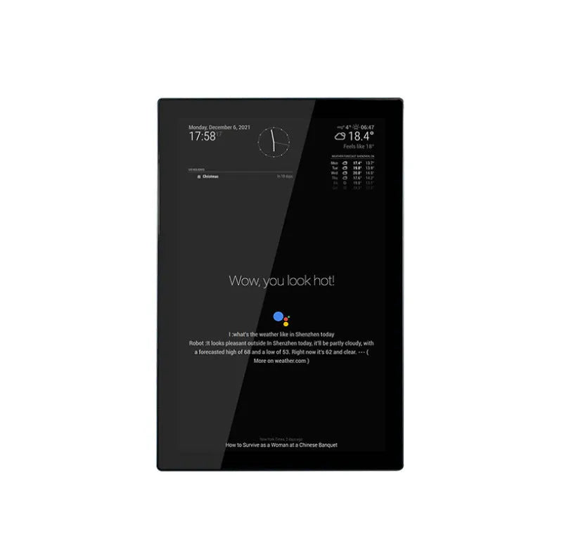 13.3-inch black integrated computer voice assistant touch display panel with ABS housing.