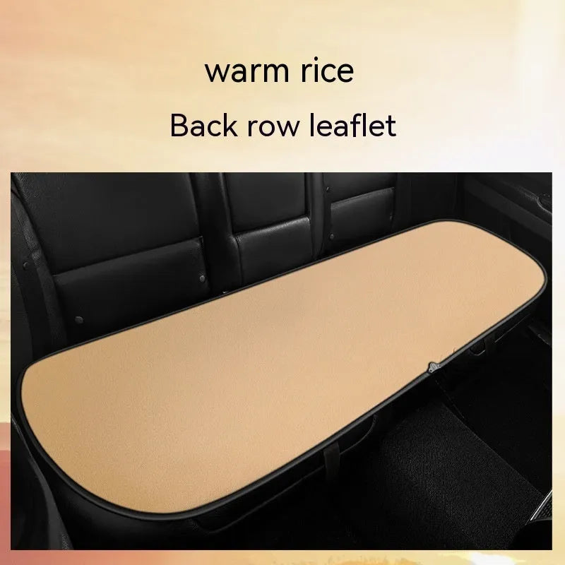 Beige automatic heating cushion for a car seat with cotton filler.