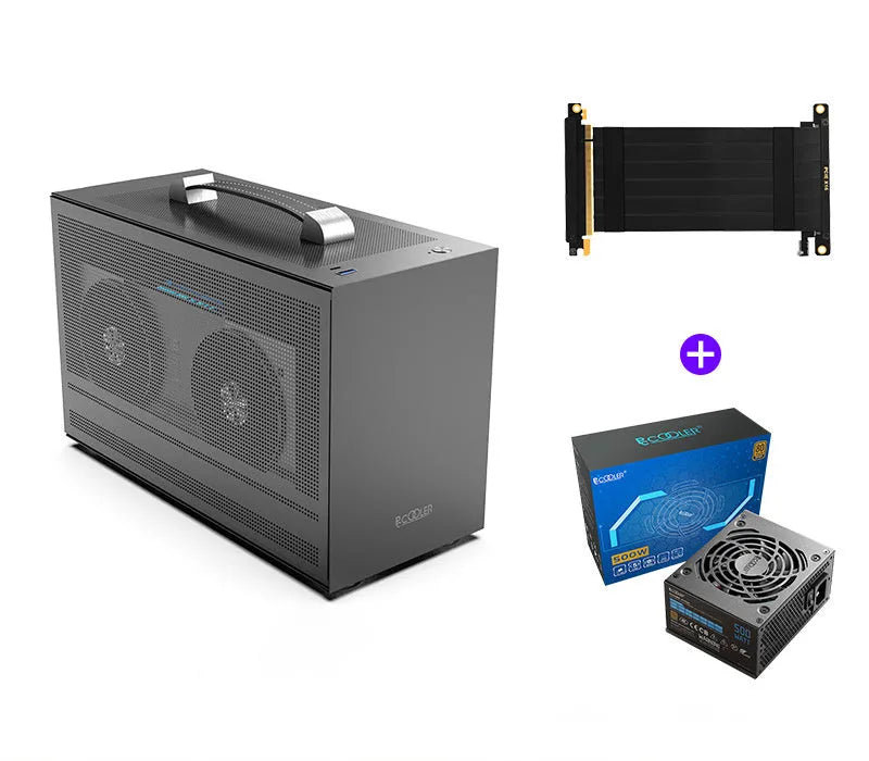 Three Hummingbird Portable Mini-ITX desktop computer case in titanium grey or white finish