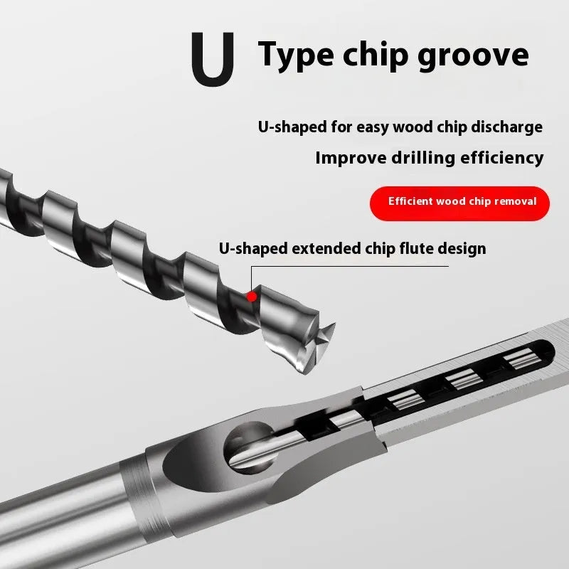 Square hole drill bit woodworking tool set with 12.7mm sleeve and core components