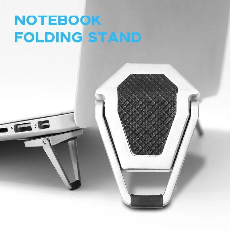 Small foldable aluminium laptop stand bracket with 3M adhesive pads