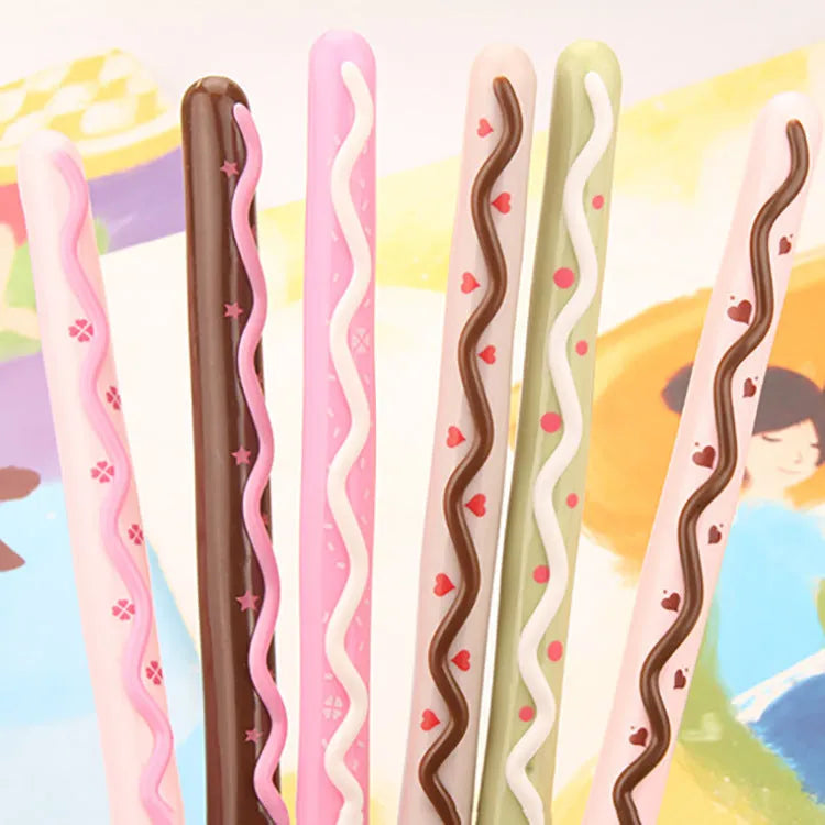 Realistic chocolate bar biscuit design plastic gel pen with 0.38mm tip and black erasable ink.