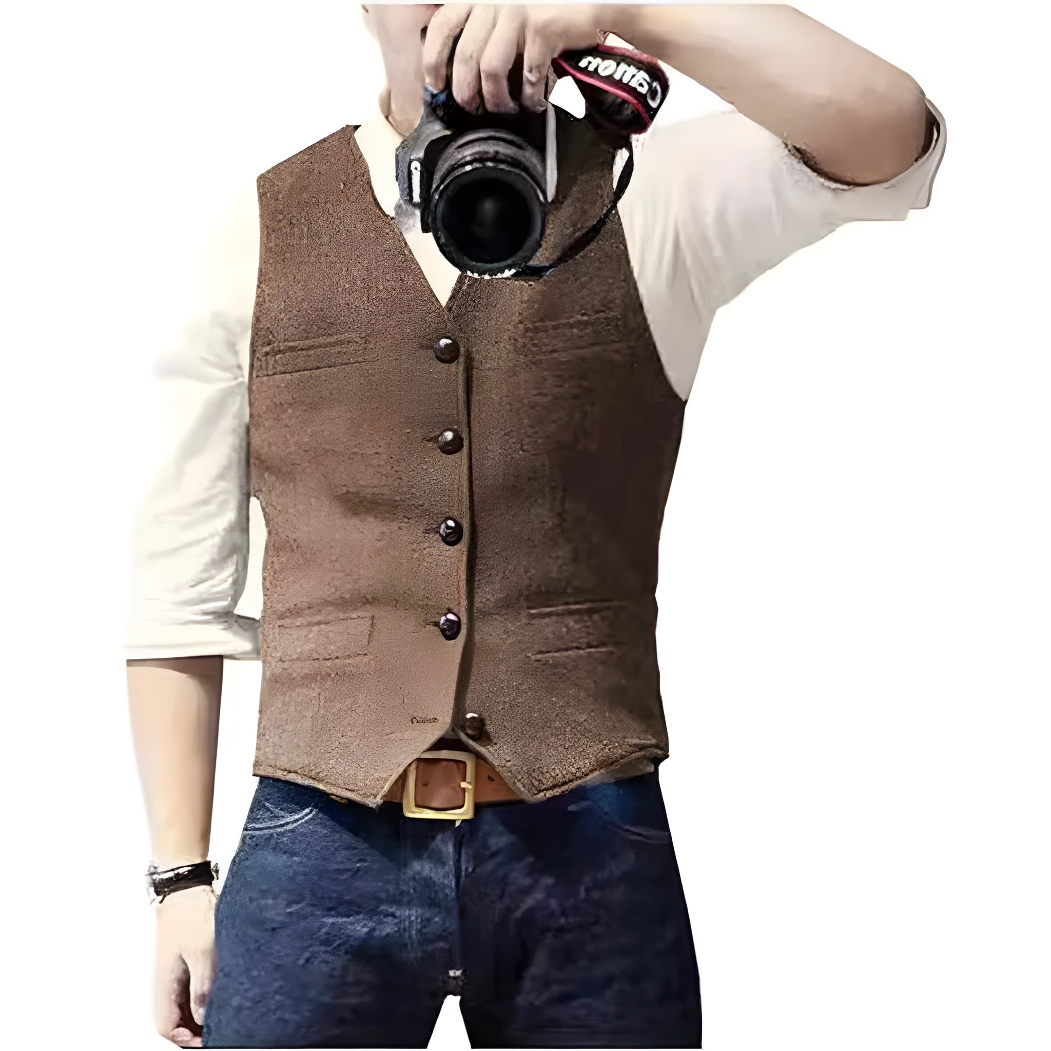 Fashion casual herringbone men's vest in slim fit viscose, available in multiple colours including brown and navy blue