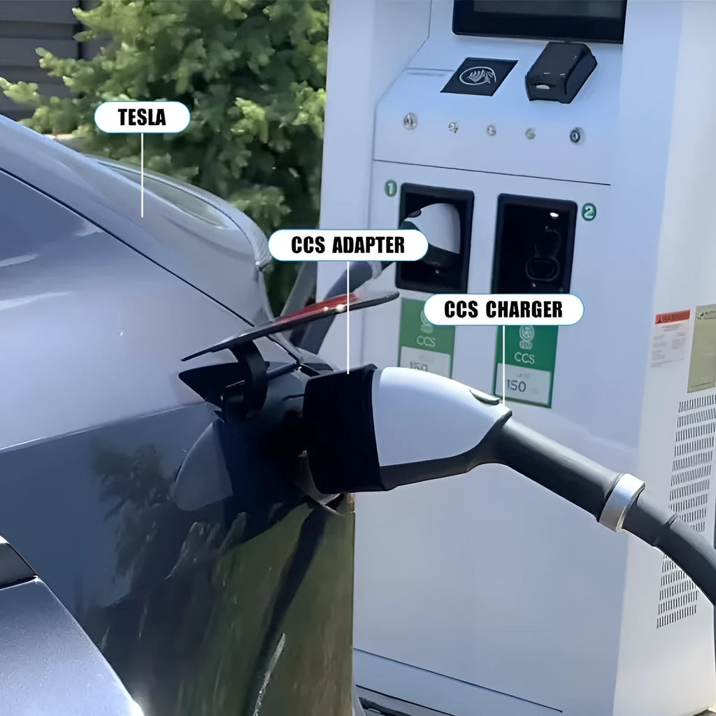 Black Tesla charging plug conversion adapter for American Standard to Tesla compatibility
