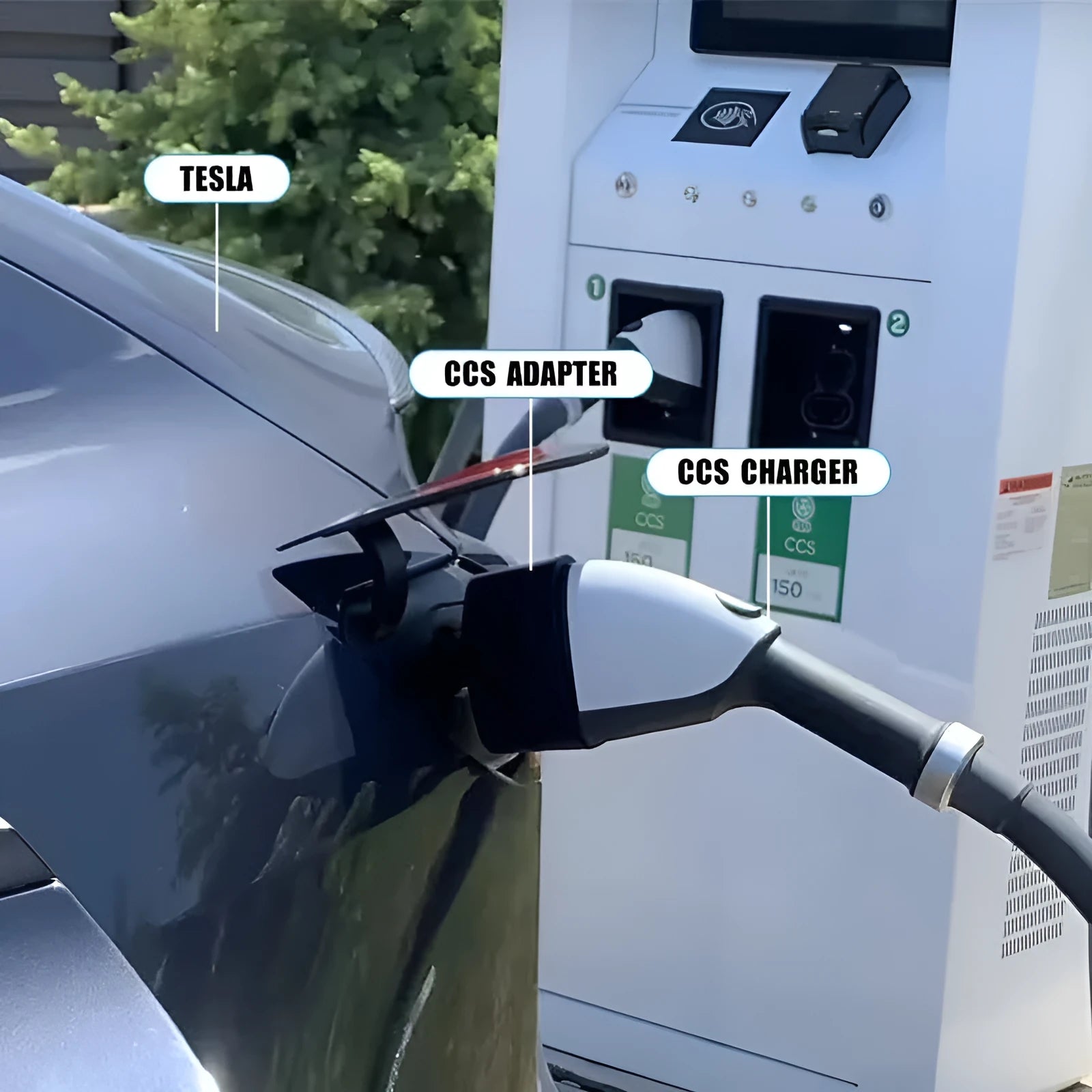 Black Tesla charging plug conversion adapter for American Standard to Tesla compatibility