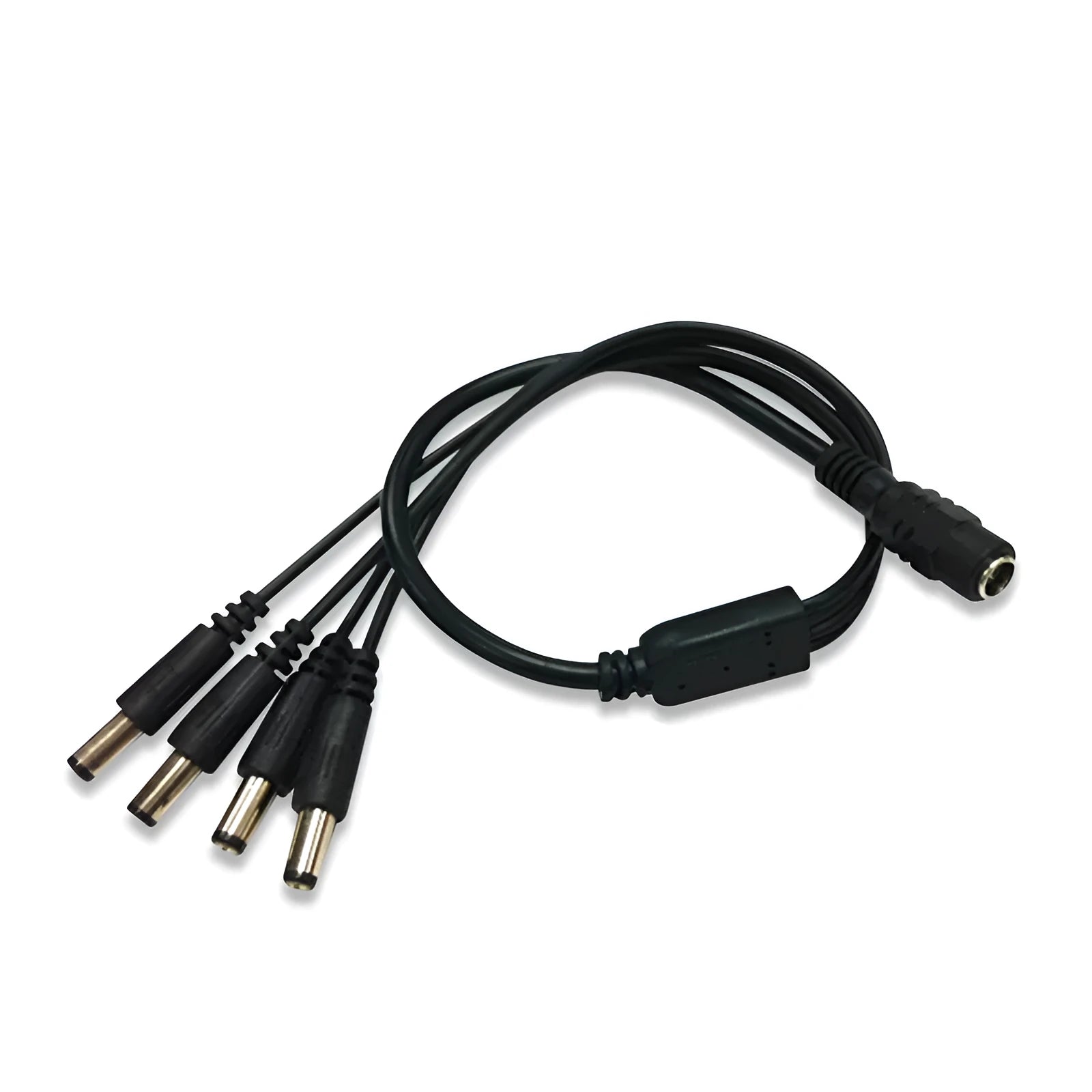 Black DC monitoring power splitter cable with four connectors and 0.39 metre length