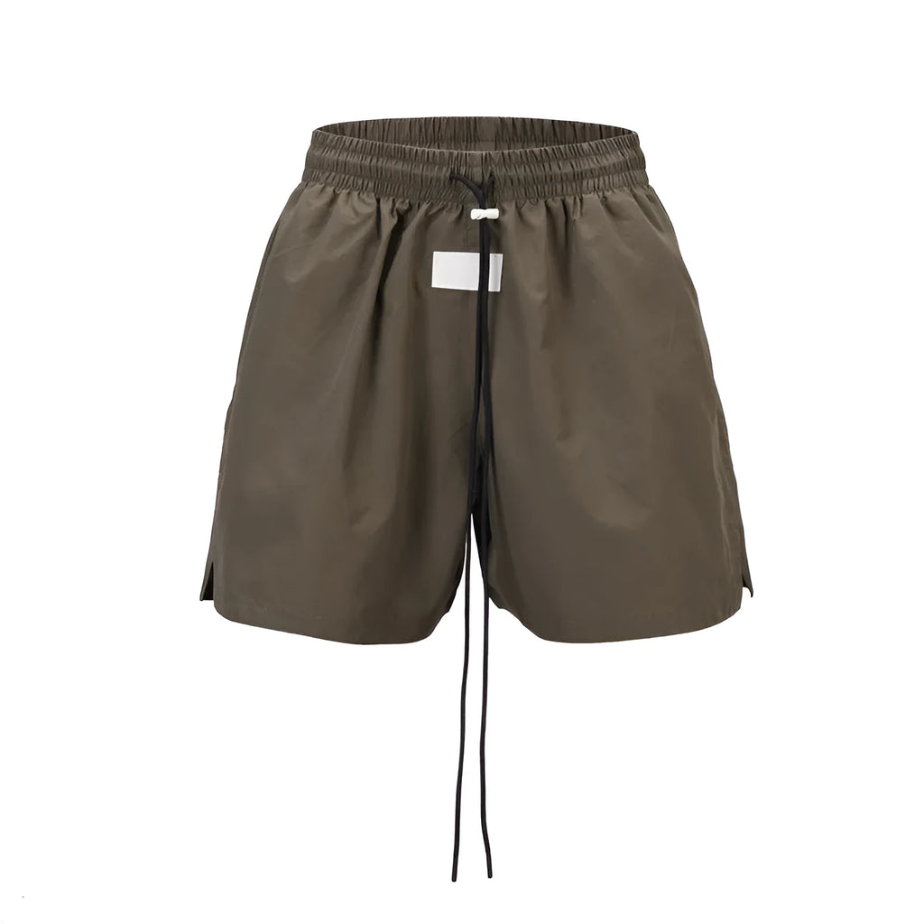 RO style cotton baggy track shorts with belt, black colour, loose fit for leisure wear