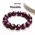Purple lepidolite crystal round beads bracelet on a wrist, showing polished gemstone beads.