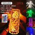 LED crystal rose diamond table lamp with PAMA acrylic construction showing three-tone lighting options