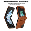 Samsung Z Flip folding phone case with patchwork pattern and multi-card storage slots