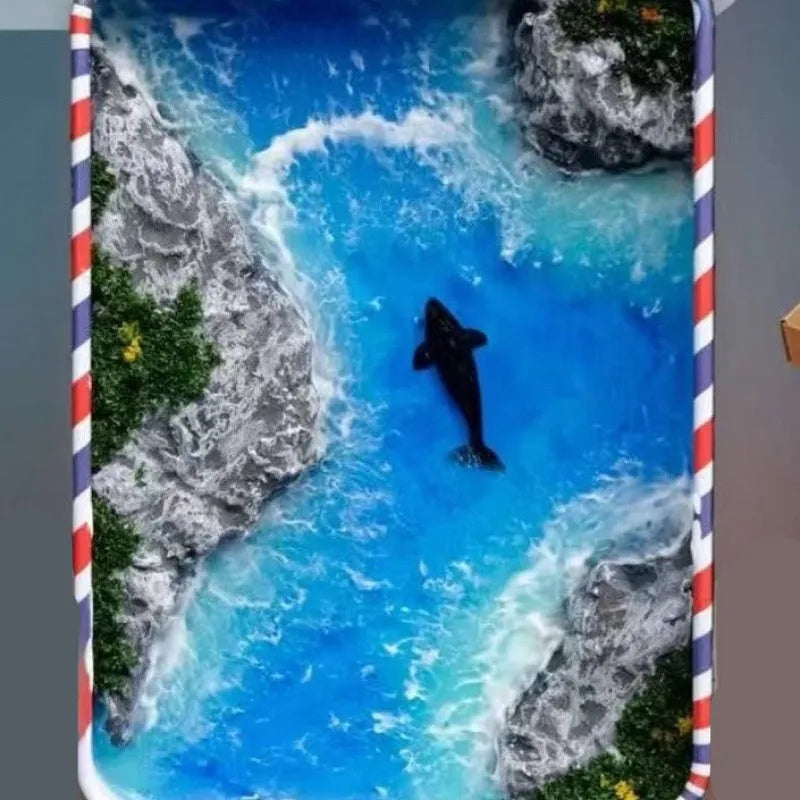 DIY bamboo marine landscape model ornament kit showing materials and example finished design.