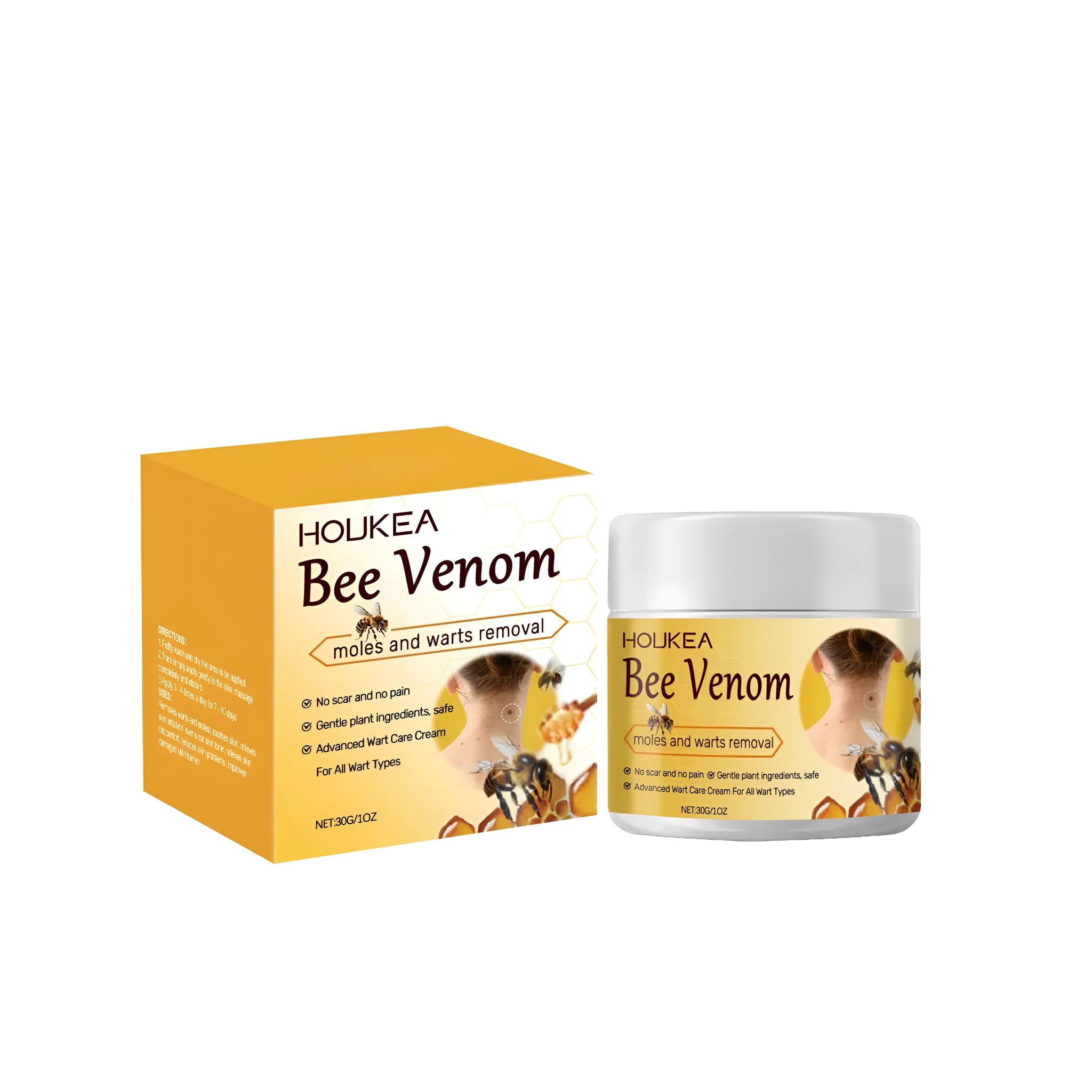 30g jar of skin repair cream with bee venom and mint leaves formulation