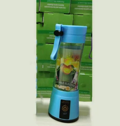 Portable USB rechargeable blender in pink, green, blue, or purple with 380ml cup.