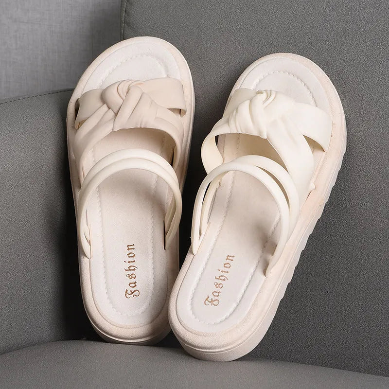 Women's black and white PVC sandals with thick soft back and two-way wear design