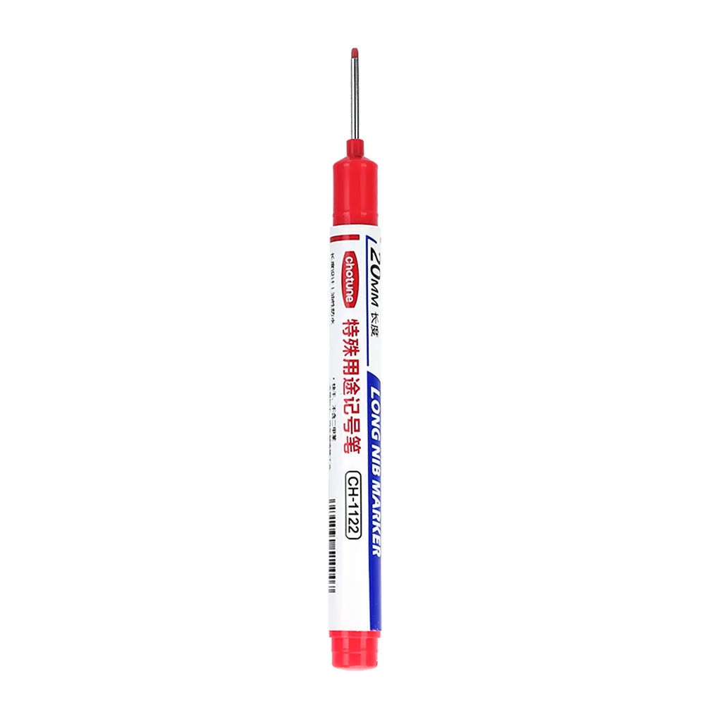 Waterproof quick-drying woodworking tile marker with 20mm long pen head in black, red, and blue colours
