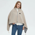 Solid-colour polyester heated shawl blanket in green, red, or beige with 4000mAh or 5000mAh power bank
