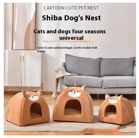 Machine washable cloth cat bed in three sizes for autumn and winter
