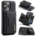 Magnetic card case for iPhone XR and iPhone 16 series in retro PU leather with card holder and glass back, available in five colours.
