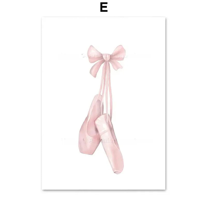 Ballet alphanumeric children's room canvas painting in frameless Nordic style, 13x18cm size