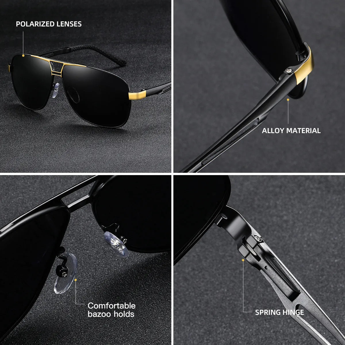 Men's orange red aviator sunglasses with polarised TAC lenses and metal frame on a plain background.