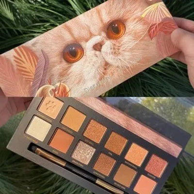 Explorer animal theme eyeshadow palette showing twelve colours across nine named plates.