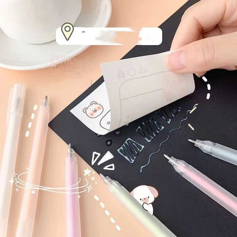Plastic macaroon dispensing pen with cap-pulling mechanism in six colour options