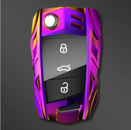 Metal mecha golf auto key shell protective cover in silver colour with buckle option
