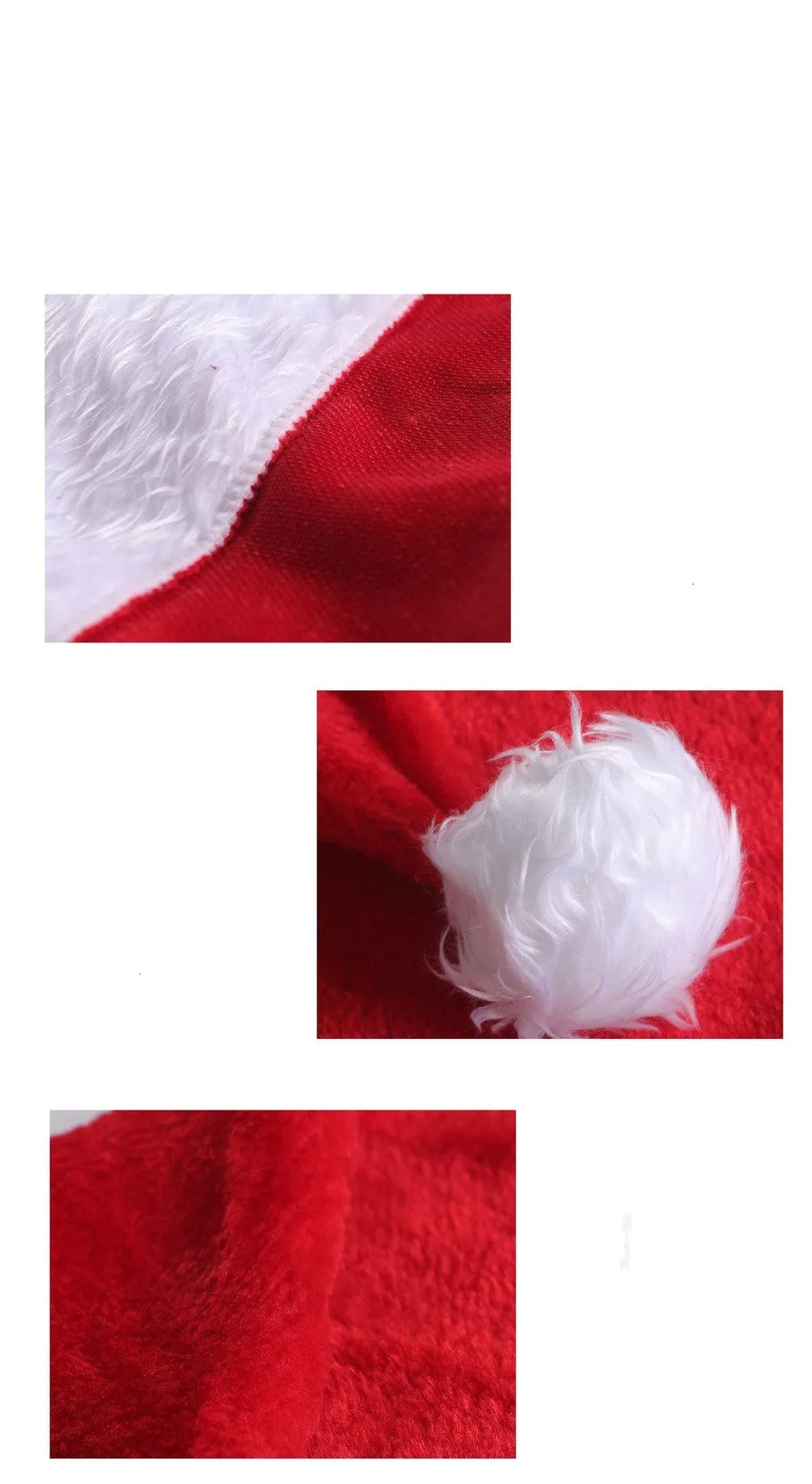 Red and white plush LED Santa hat with 20 colour-changing lights illuminated in festive display