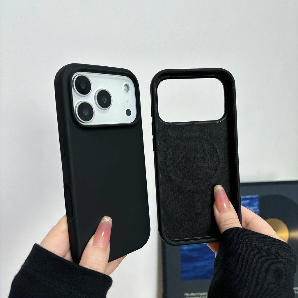 Liquid silicone magnetic charging phone case with AI button for iPhone in antique white colour